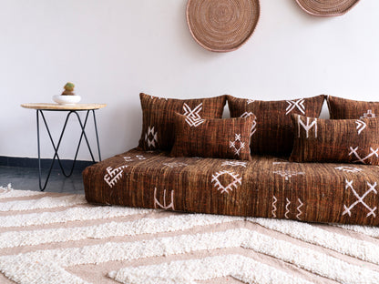 6ft Handmade Amazigh Sofa Kilim Nouh ⴰⵓⵔⵉⵏⵊ. FREE SHIPPING