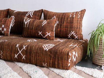 6ft Handmade Amazigh Sofa Kilim Nouh ⴰⵓⵔⵉⵏⵊ. FREE SHIPPING