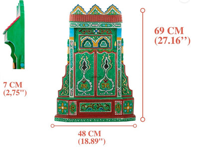 Hand painted Moroccan mirror frame Chinaka red.