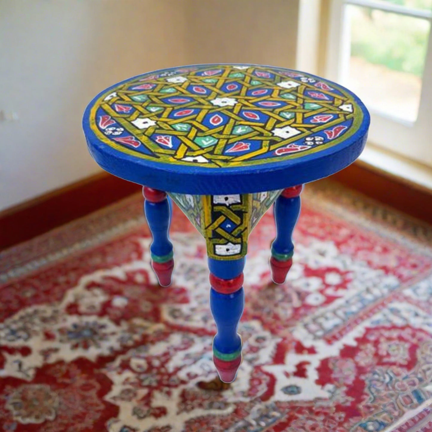 Handcrafted Moroccan table Chima blue. FREE SHIPPING