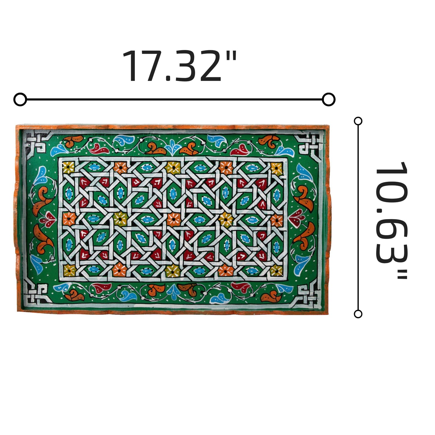 Hand painted Moroccan table tray zellige yellow. FREE SHIPPING