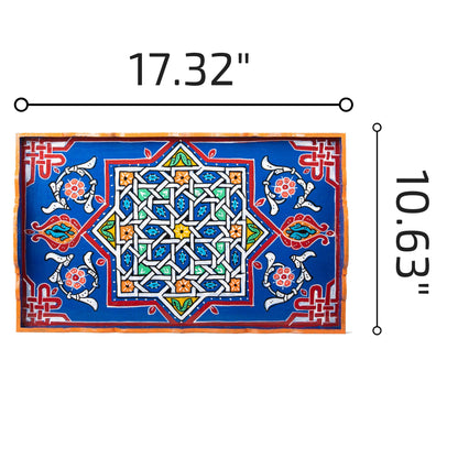 Hand painted Moroccan table tray zellige blue.