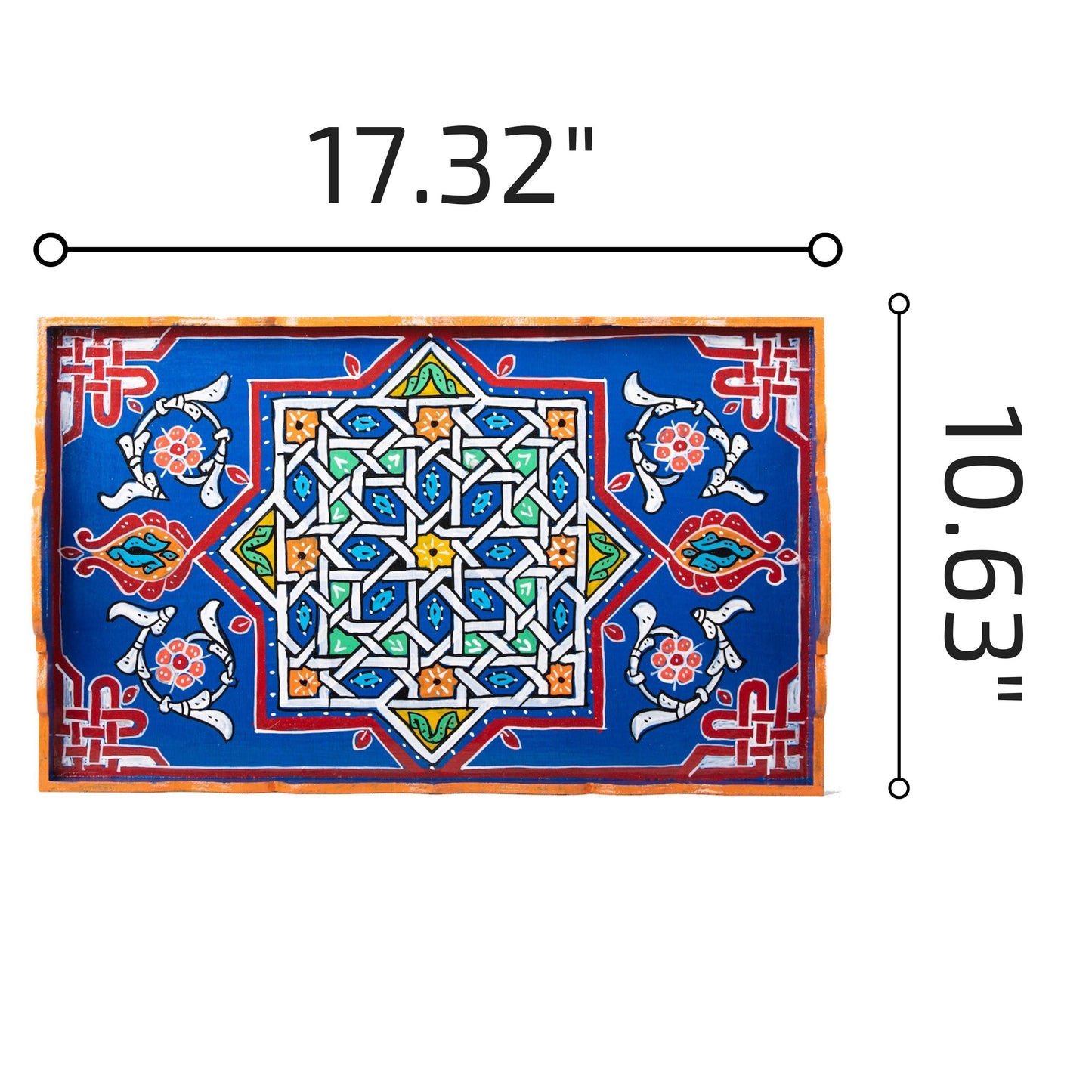 Hand painted Moroccan table tray zellige brown. FREE SHIPPING