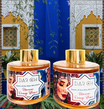 Dar Chi Home Fragrance – Orange Blossom – Natural Reed Diffuser with 3 Sticks – Artisan Bottle