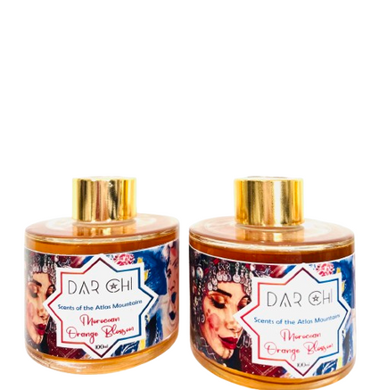 Dar Chi Home Fragrance – Orange Blossom – Natural Reed Diffuser with 3 Sticks – Artisan Bottle
