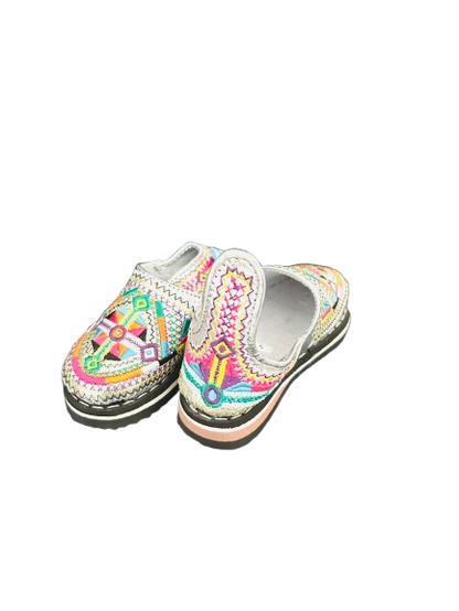 Dar Chi Handmade Moroccan Amazigh Leather Slippers for KIDS silver – 2-in-1 Comfort & Style