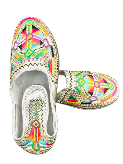 Leather Slippers Silver 41