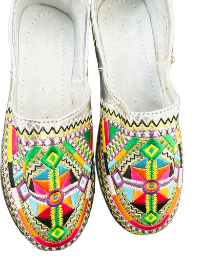 Leather Slippers Silver 41