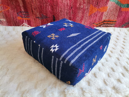 Handmade Amazigh floor poof Azul.