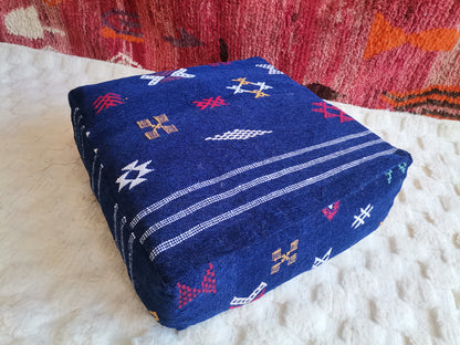 Handmade Amazigh floor poof Azul.