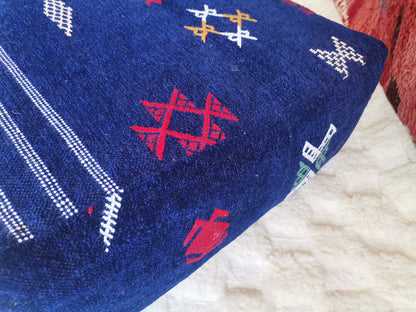 Handmade Amazigh floor poof Azul.