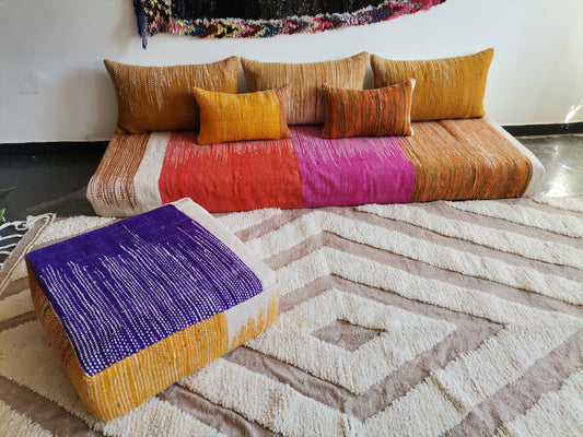 7ft Handmade Amazigh Vintage Sofa Anir ⵜⵓⴷⴻⵔⵜ. FREE SHIPPING