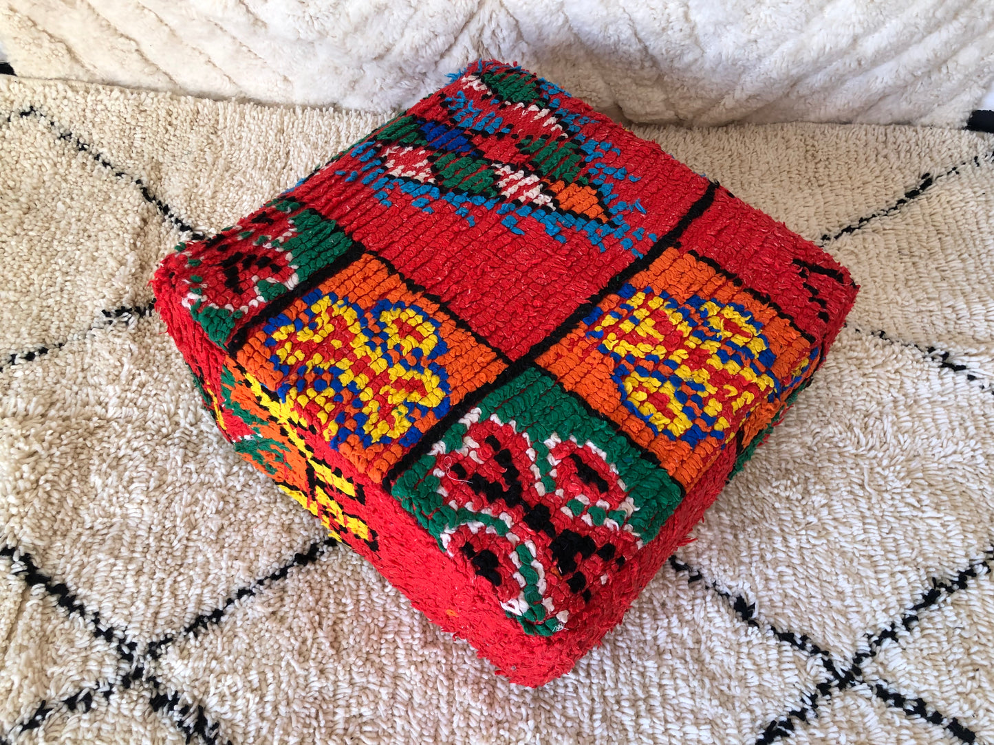 24x24x8"Handmade Vintage Amazigh floor poof. FREE SHIPPING