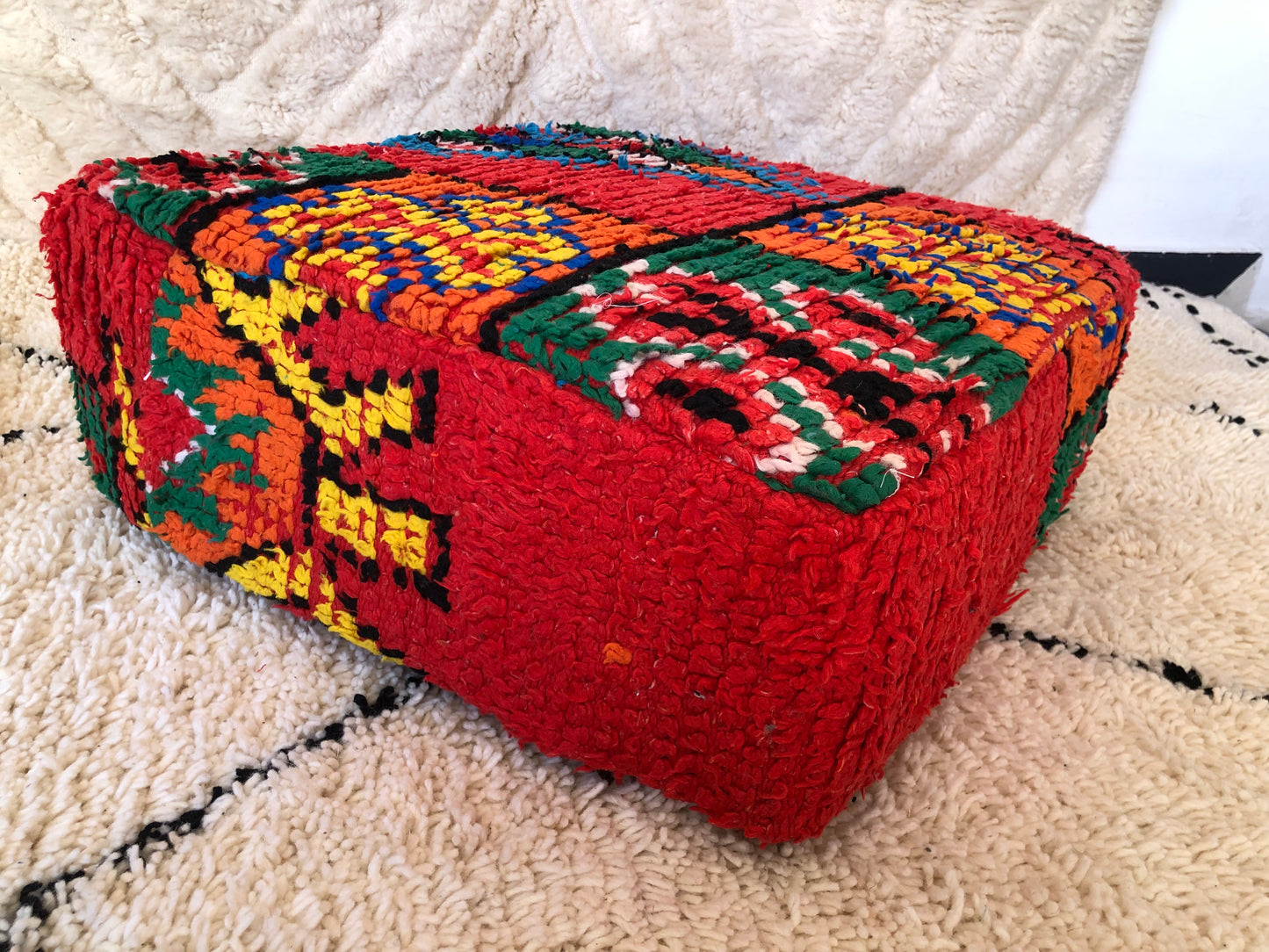 24x24x8"Handmade Vintage Amazigh floor poof. FREE SHIPPING