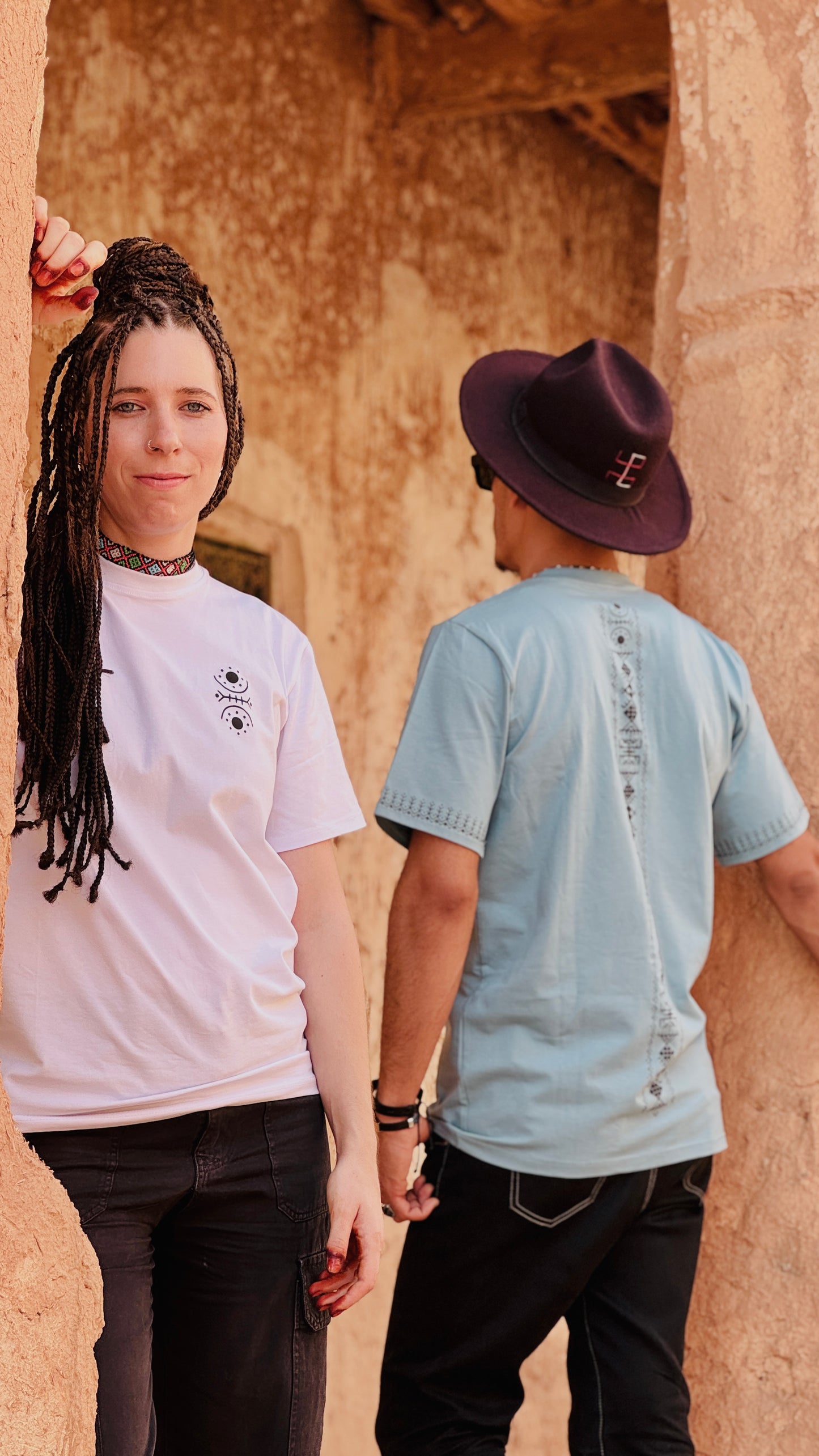 Handmade Amazigh white Tshirt Unisex Asgwas ⴰⵙⴳⵡⴰⵙ