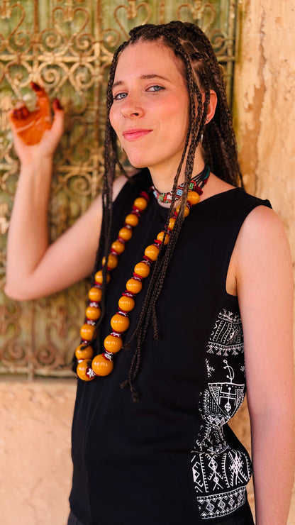 Handmade Amazigh Black White Top Women Tudert  ⵜⵓⴷⴻⵔⵜ