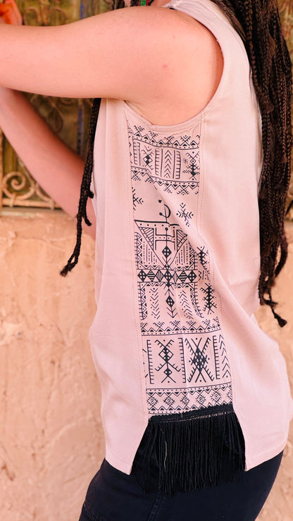 Handmade Amazigh Black White Top Women Tudert  ⵜⵓⴷⴻⵔⵜ