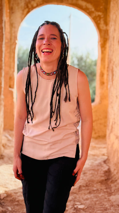 Handmade Amazigh Black White Top Women Tudert  ⵜⵓⴷⴻⵔⵜ