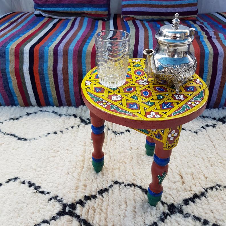 Handcrafted Moroccan table Anir Orange.