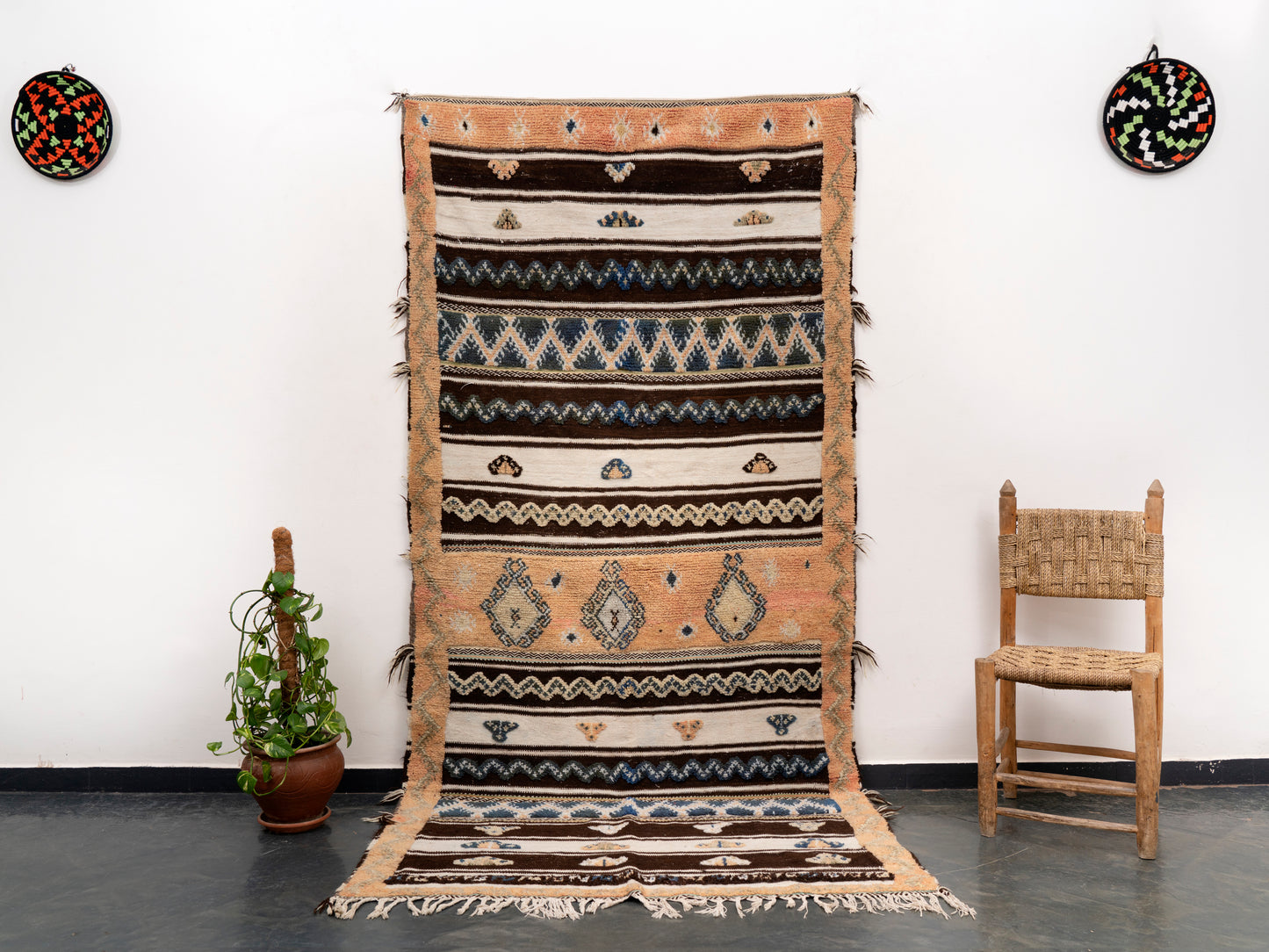 4x9 ft Handmade Amazigh Kilim Rug Glaoui. FREE SHIPPING