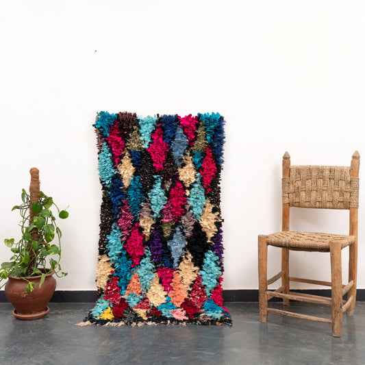 Handmade Amazigh Rug Boucherouite. FREE SHIPPING
