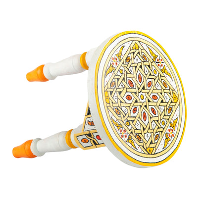 Handcrafted Moroccan table Chinaka white.