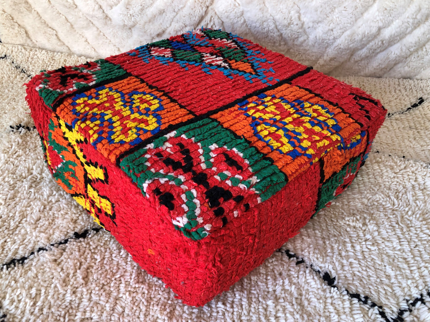 24x24x8"Handmade Vintage Amazigh floor poof. FREE SHIPPING