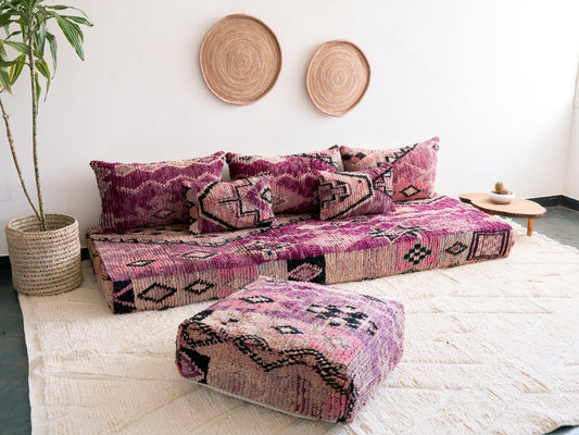 7ft Handmade Amazigh Vintage Sofa Mouha ⴰⵓⵔⵉⵏⵊ. FREE SHIPPING