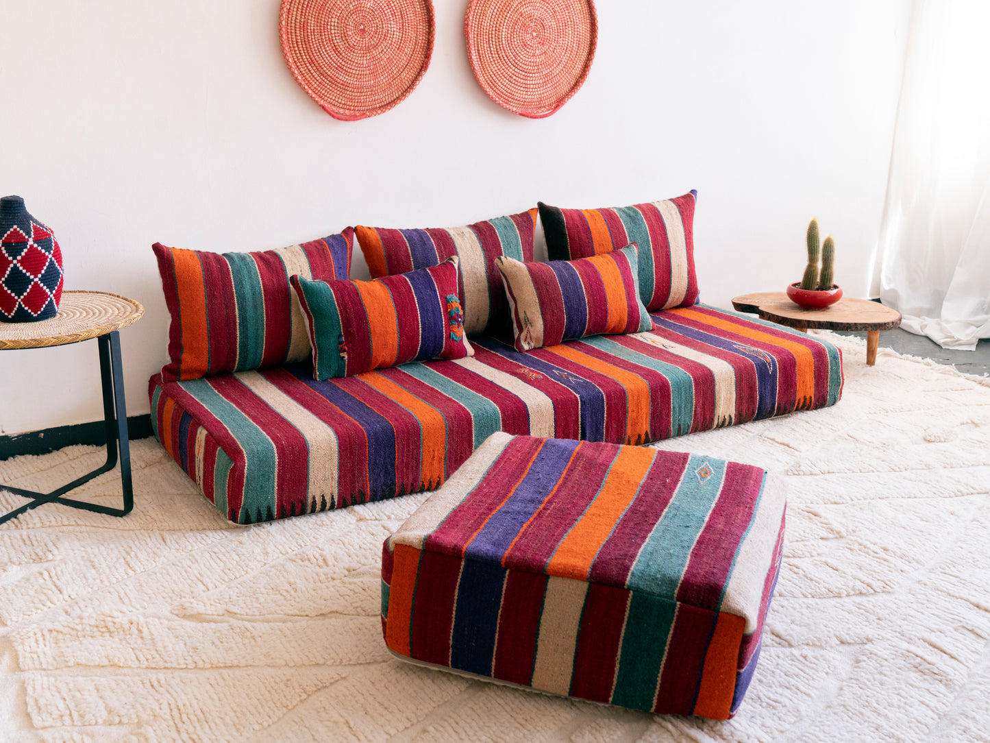 6ft Handmade Amazigh Vintage Sofa Tazrirt ⴰⵓⵔⵉⵏⵊ. FREE SHIPPING