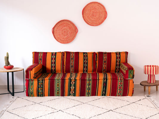 6ft Handmade Amazigh Sofa Kilim Nouh ⴰⵓⵔⵉⵏⵊ. FREE SHIPPING