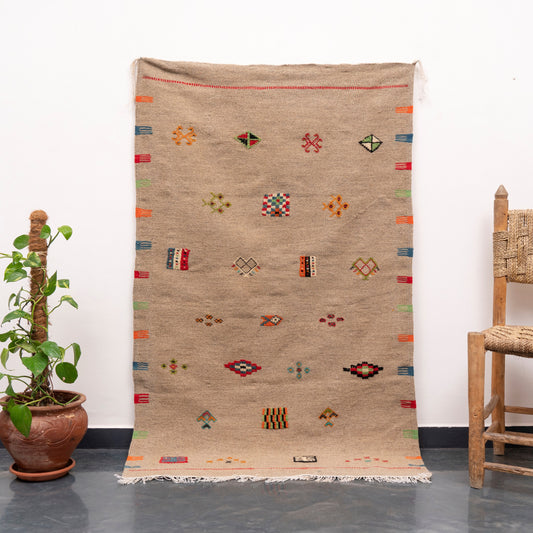 Handmade Amazigh Kilim Rug Sekkura. FREE SHIPPING