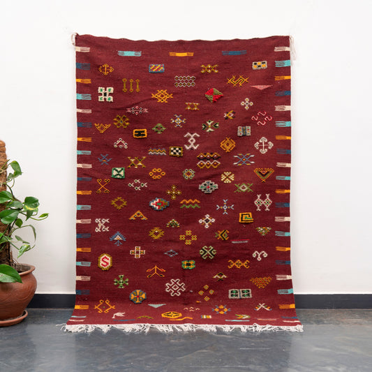 Handmade Amazigh Kilim Rug Ahidous. FREE SHIPPING