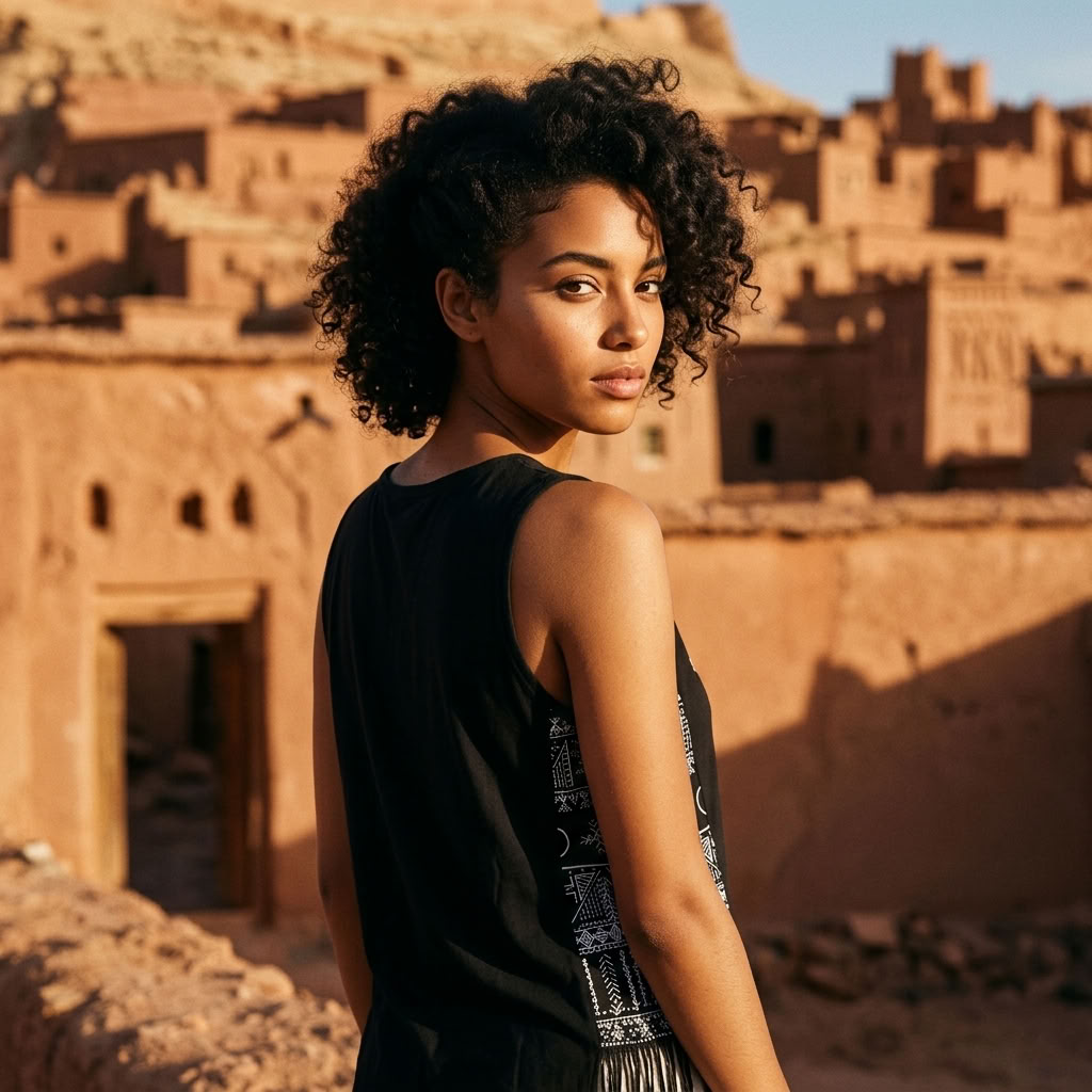 Amazigh black top S, Lⴰⵣⵓⵍ