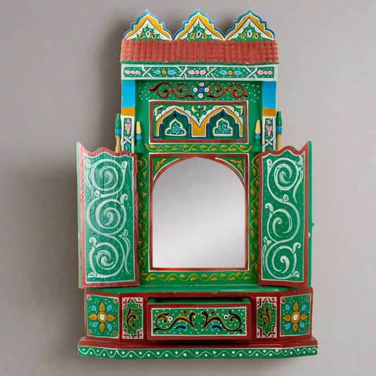 Hand painted Moroccan mirror frame Chinaka green. FREE SHIPPING