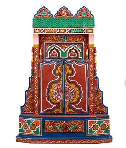 Hand painted Moroccan mirror frame Chinaka green.