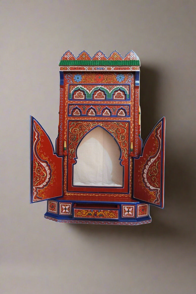 Hand painted Moroccan mirror frame Chinaka red. FREE SHIPPING