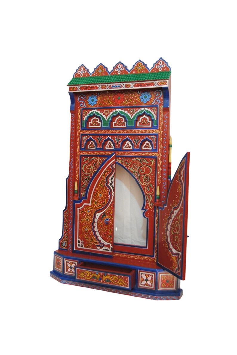 Hand painted Moroccan mirror frame Chinaka red. FREE SHIPPING