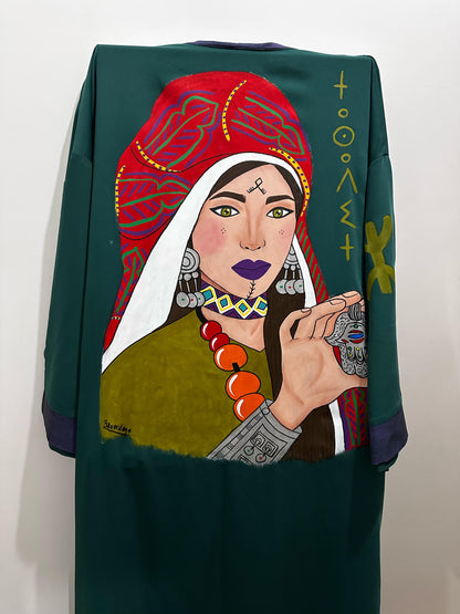 Dar Chi Amazigh white Kimono Unisex Yaz ⴰⵣⵓⵍ