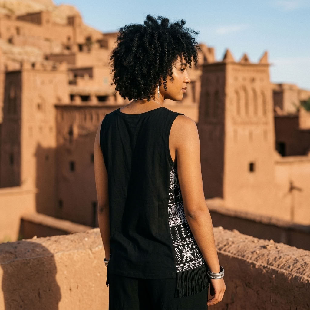 Amazigh black top S, Lⴰⵣⵓⵍ