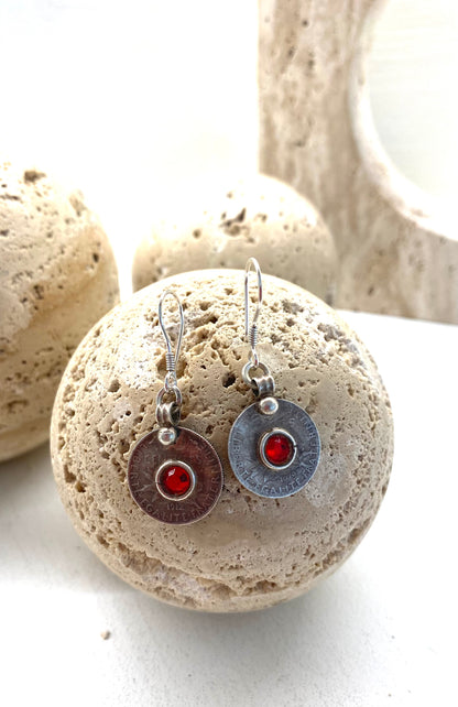 Amazigh Silver Earrings Tazzayt red stone ⴰⵖⴻⵔⵎⵎⵉ . FREE SHIPPING