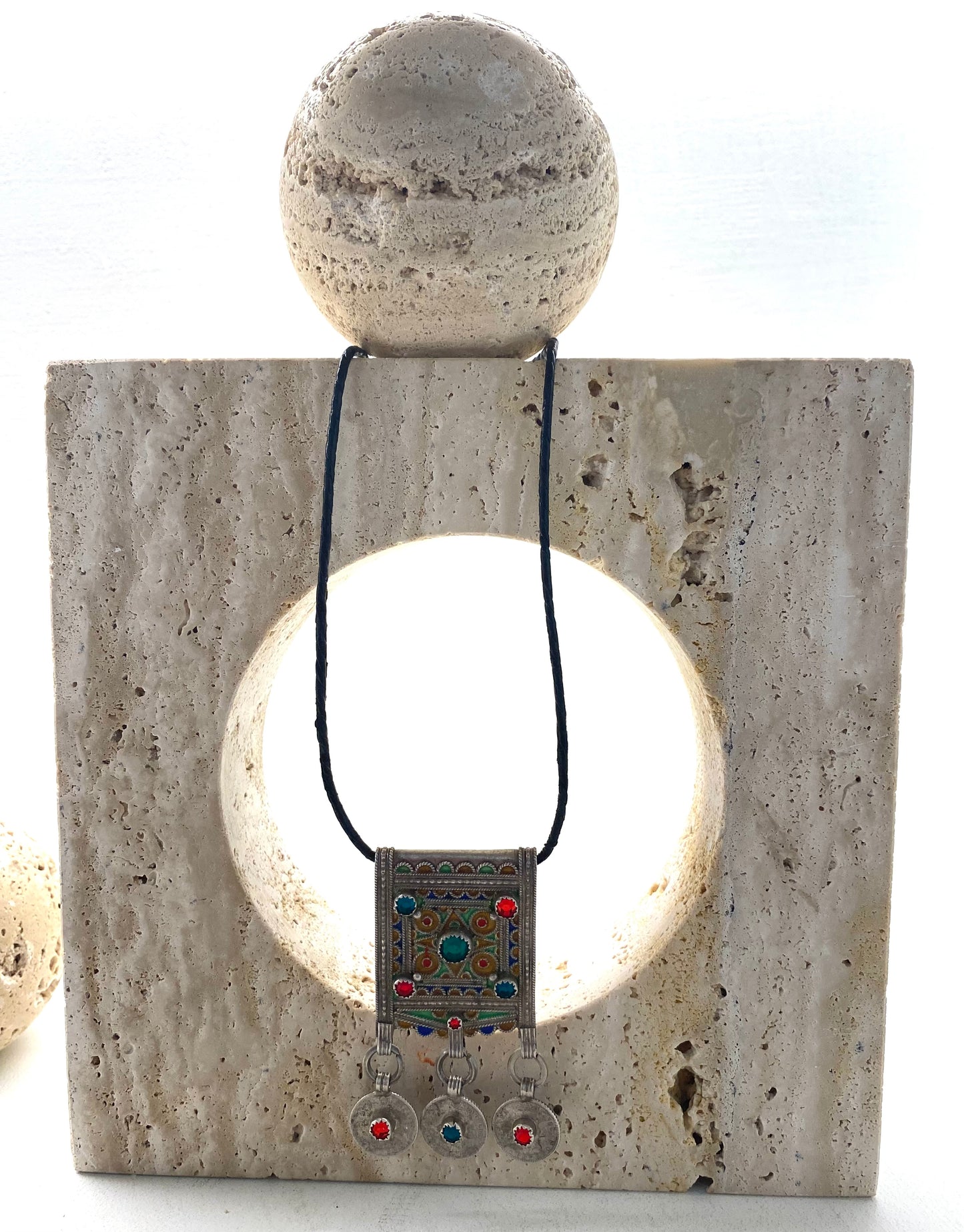 Amazigh Vintage Silver Tiznit Leather Cord  ⵜⵉⵣⵏⵉⵜ Necklace. FREE SHIPPING