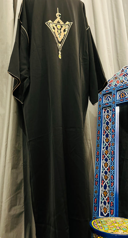 Handmade Moroccan Jellaba Women Black Tilelli ⵜⵉⵍⴻⵍⵍⵉ