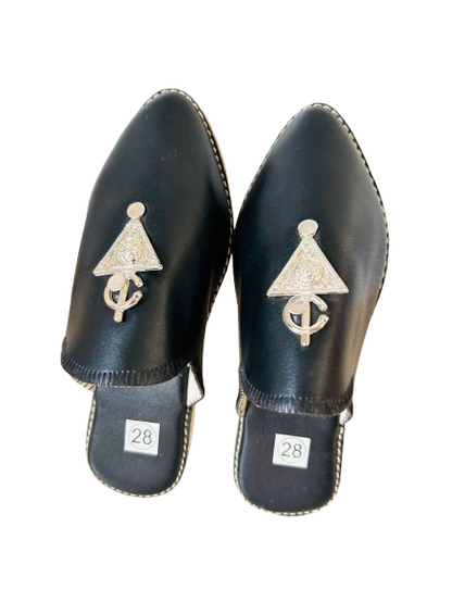 Kids Leather Babouche Fibula Black