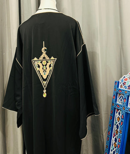 Handmade Moroccan Jellaba Women Black Tilelli ⵜⵉⵍⴻⵍⵍⵉ