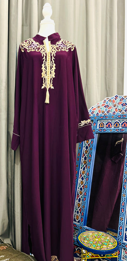 Handmade Moroccan Jellaba Women Purple Illy ⵜⵉⵍⴻⵍⵍⵉ