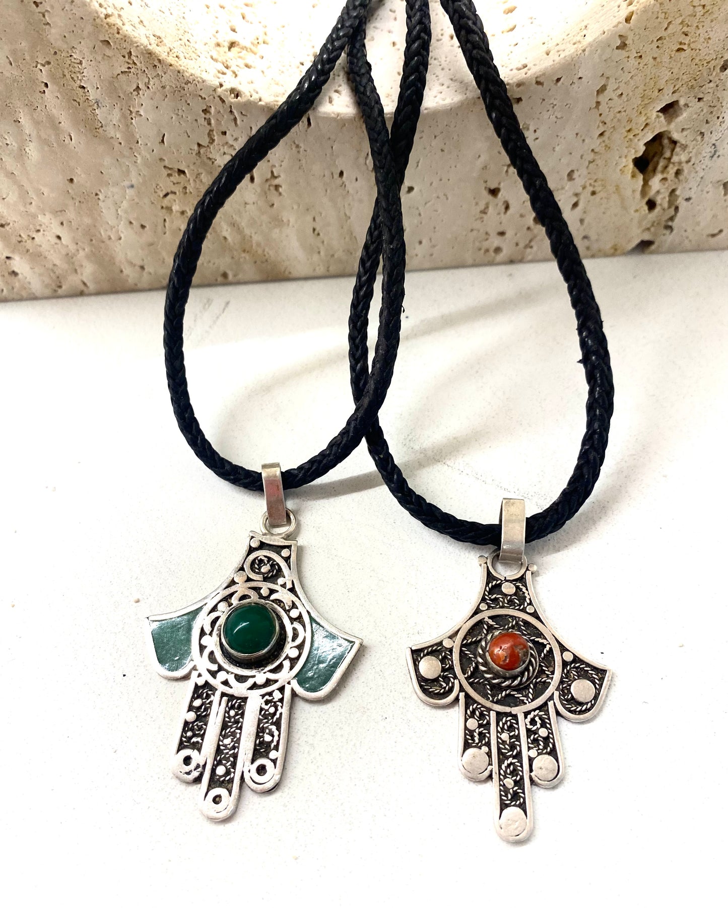 Amazigh Silver Khmissa Leather cord  ⵅⵎⵉⵙⵙⴰ Neklace. FREE SHIPPING