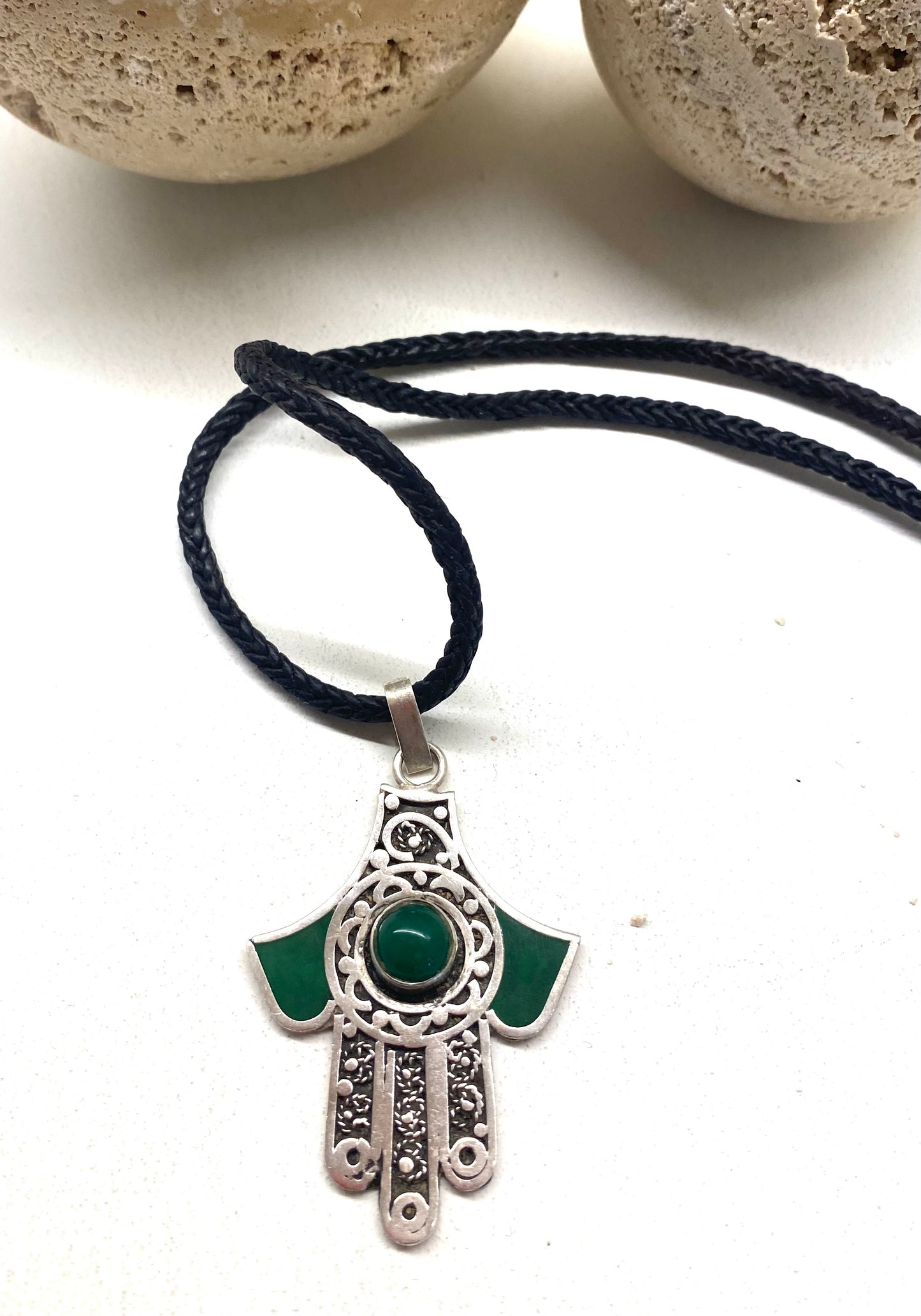 Amazigh Silver Khmissa Leather cord  ⵅⵎⵉⵙⵙⴰ Neklace. FREE SHIPPING