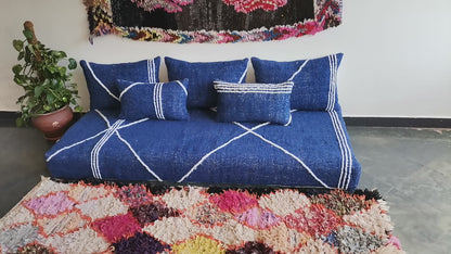 Amazigh floor Kilim Sofa Azul. FREE SHIPPING