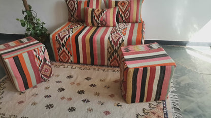 4ft Handmade Amazigh Vintage Sofa Azrou ⵜⴰⵎⵓⵏⵜ. FREE SHIPPING