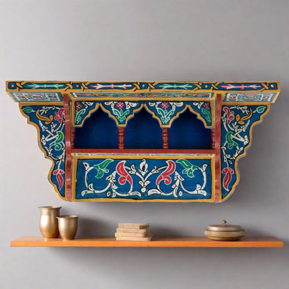 Handmade Moroccan shelf Amalu blue.